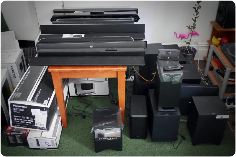 An absolue mess of all the different soundbars tested in this article