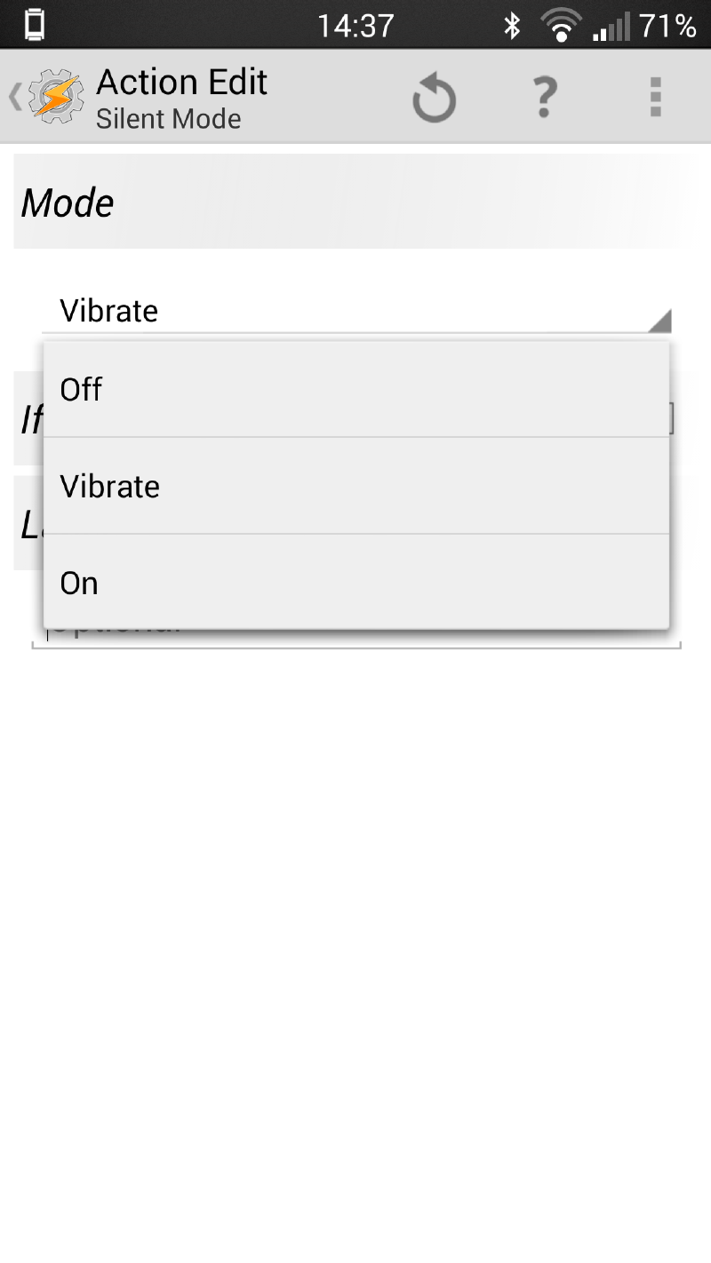 After choosing an Action, you have to configure its settings.