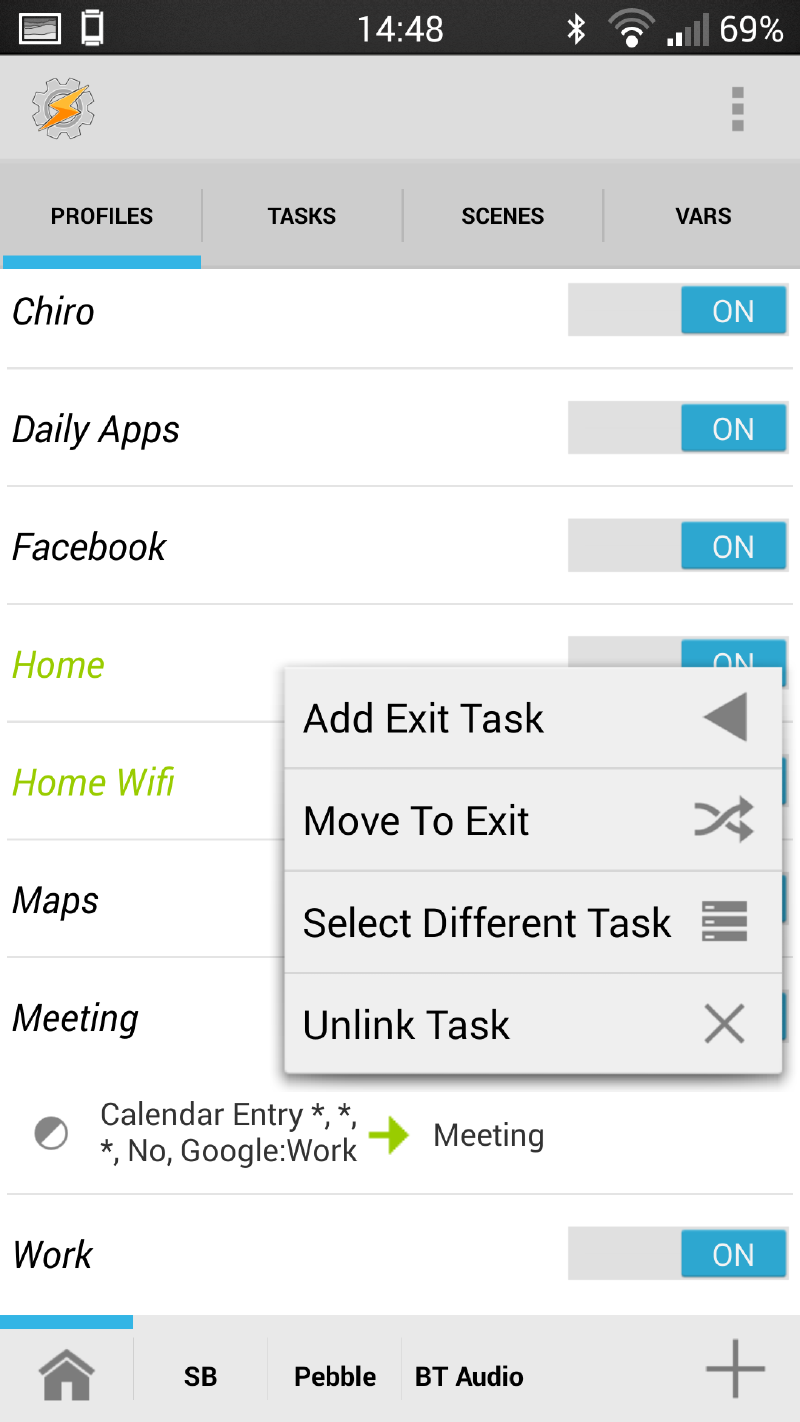 Profiles using 'State' Contexts can also have Exit Tasks.