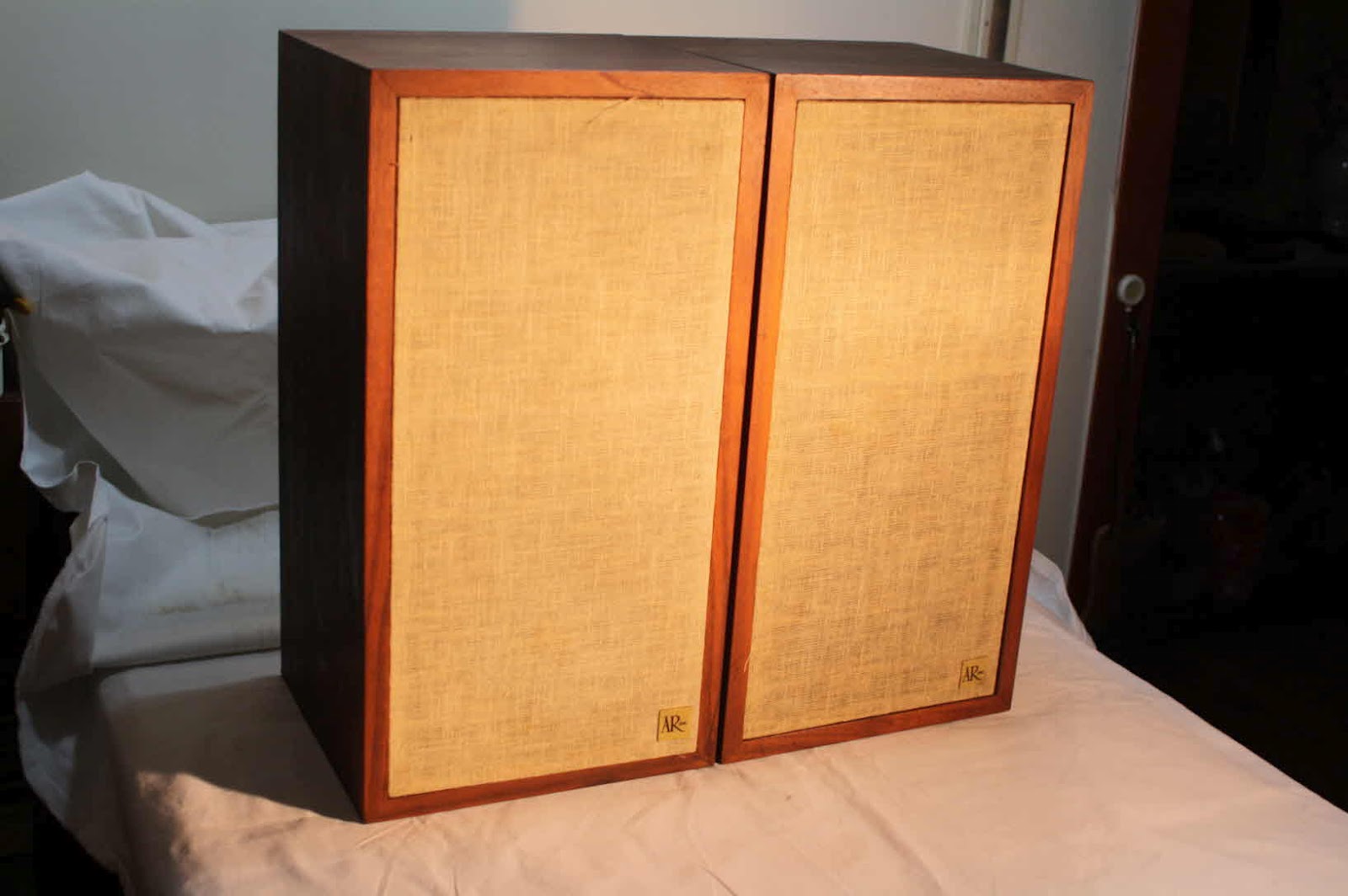 A pair of vintage bookshelf speakers